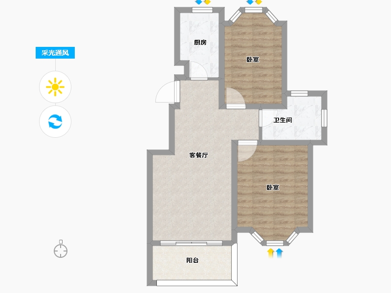 江苏省-扬州市-蜀冈金地-66.09-户型库-采光通风