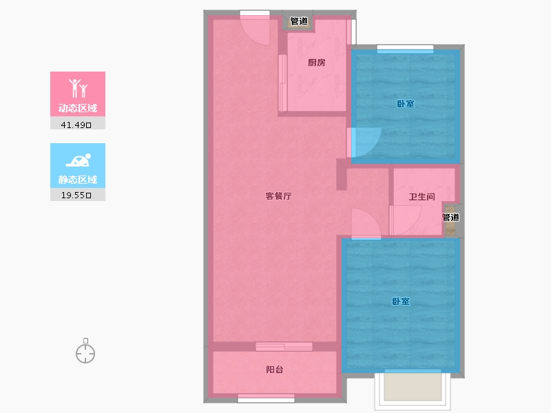 山西省-太原市-万科城市之光•东望-54.38-户型库-动静分区