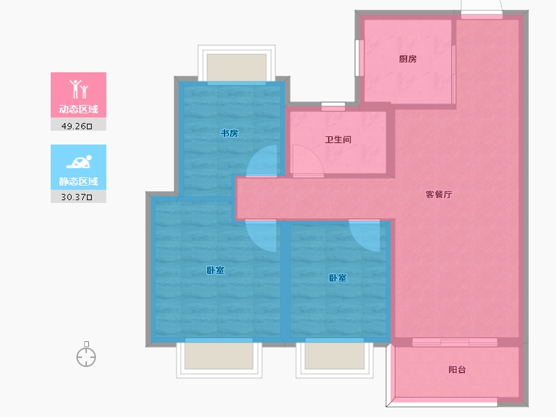 江苏省-南京市-西江瑞府-71.00-户型库-动静分区