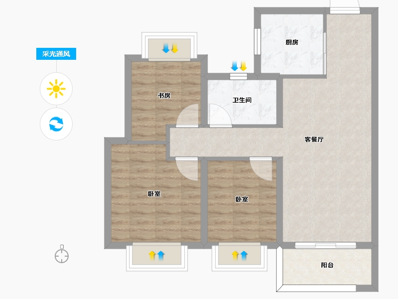 江苏省-南京市-西江瑞府-71.00-户型库-采光通风