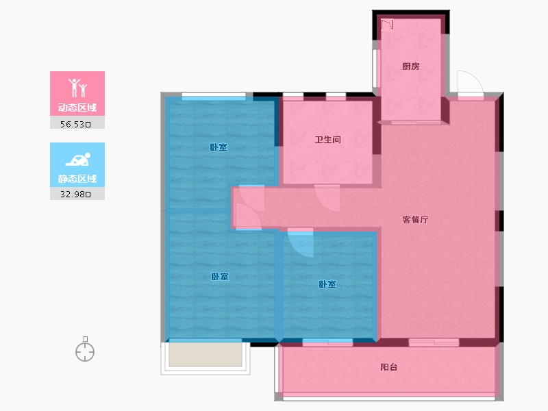 江苏省-无锡市-德信云溪名著-79.44-户型库-动静分区