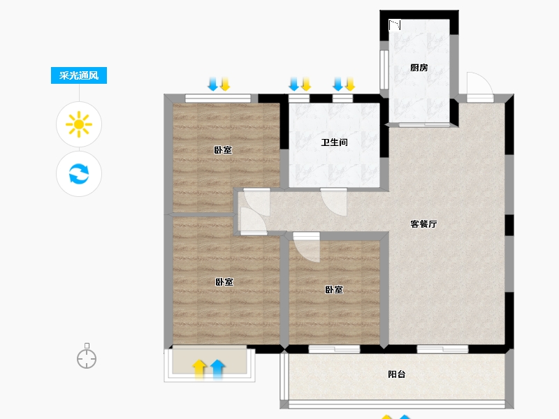 江苏省-无锡市-德信云溪名著-79.44-户型库-采光通风