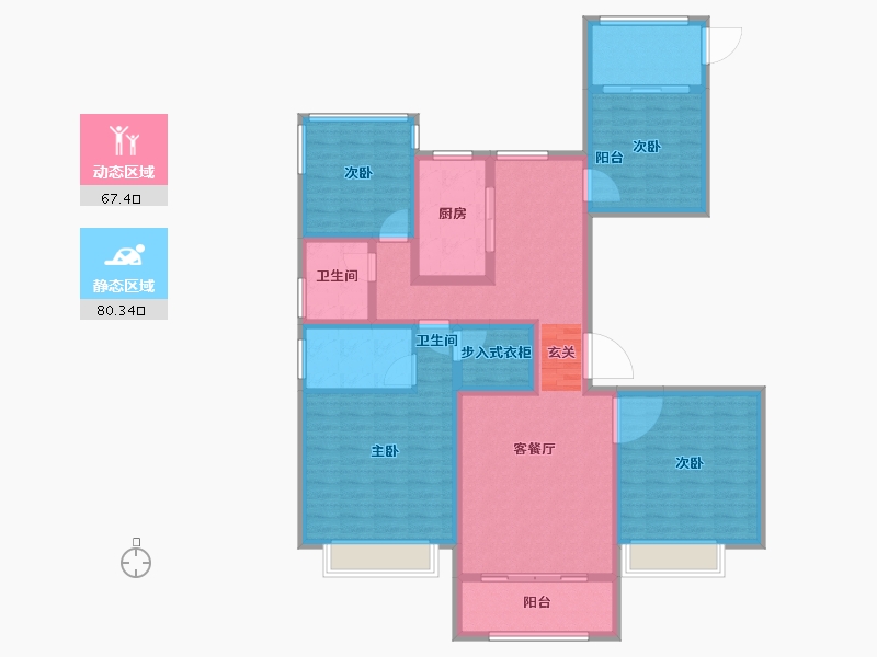 浙江省-台州市-江山一品-132.00-户型库-动静分区