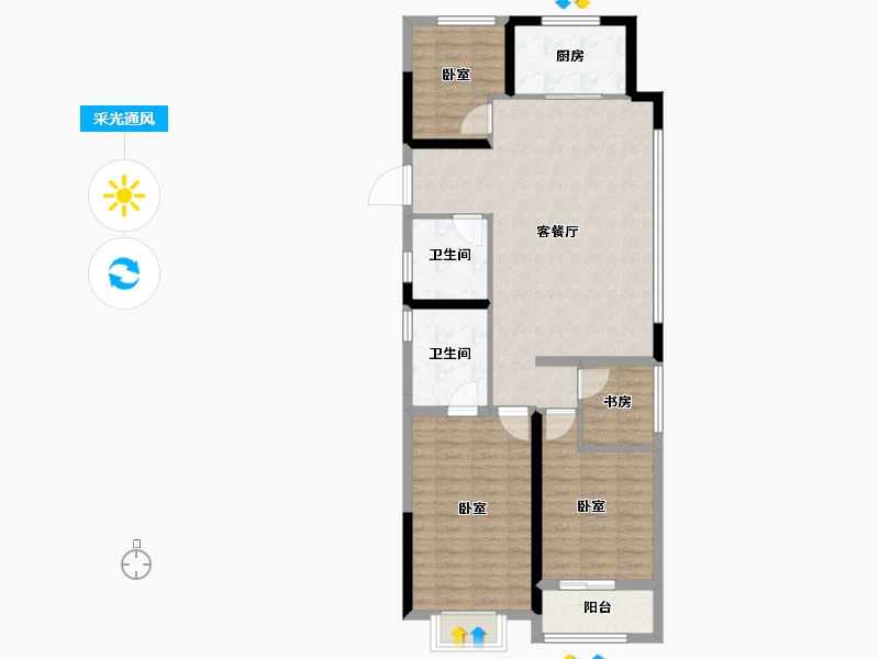 浙江省-杭州市-臻源锦宁里-93.33-户型库-采光通风