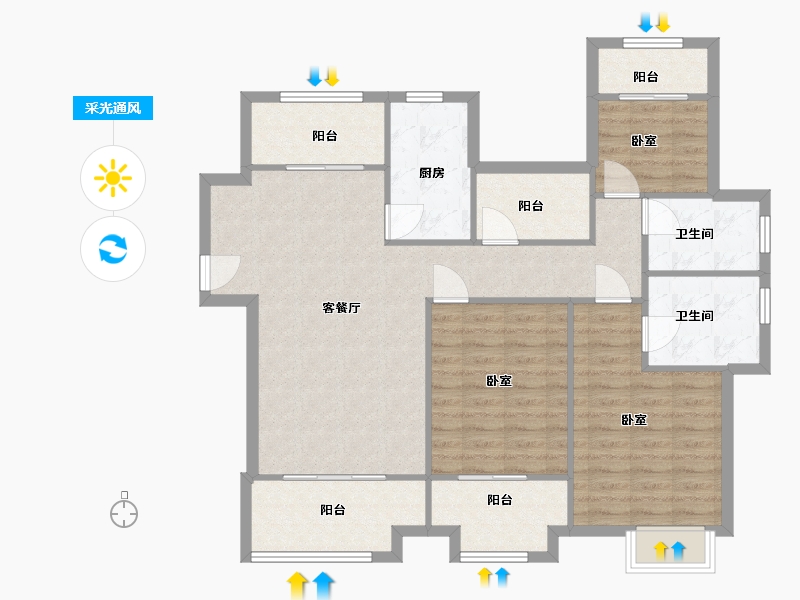 江苏省-苏州市-弘阳上湖-106.00-户型库-采光通风