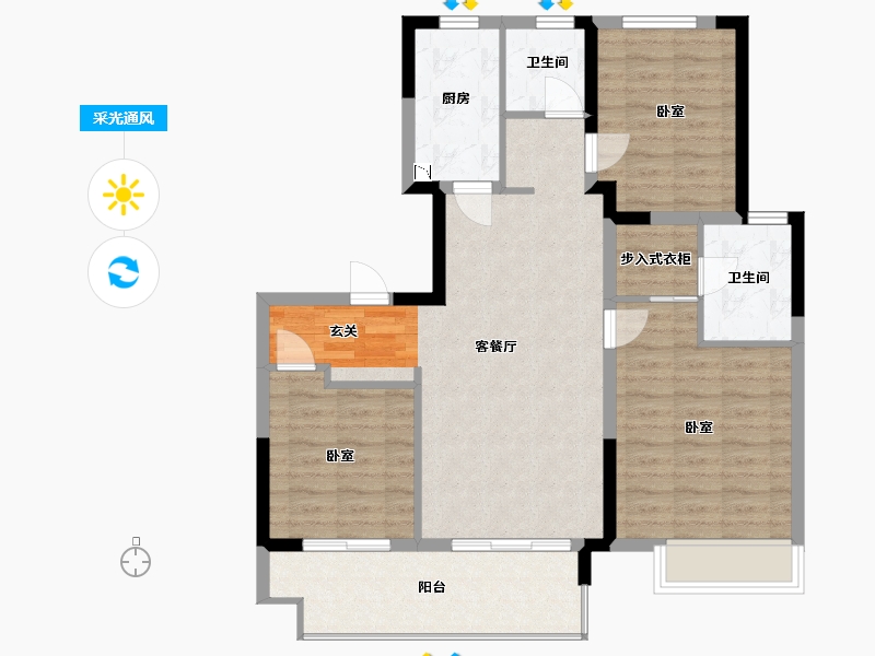 江苏省-镇江市-镇江金山铭著-92.00-户型库-采光通风