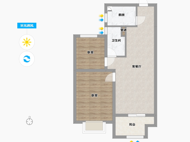 山西省-太原市-太原宝能城-60.12-户型库-采光通风