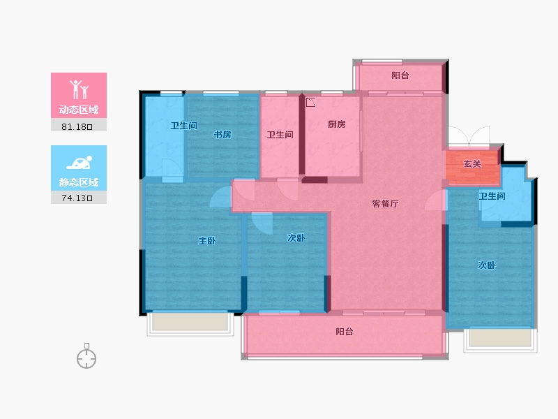 江苏省-盐城市-凤凰汇天辰府-140.82-户型库-动静分区