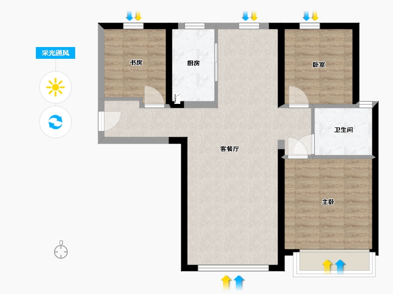 甘肃省-兰州市-保利领秀山-73.19-户型库-采光通风