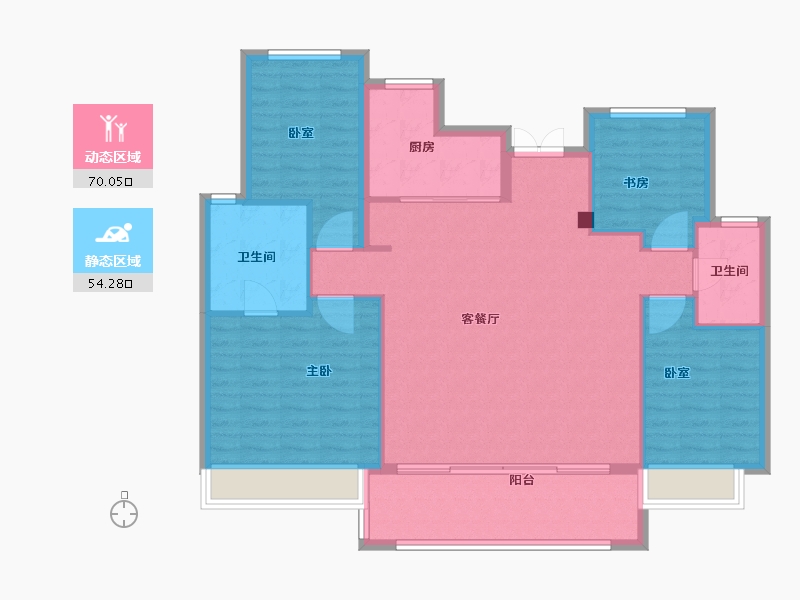 江苏省-扬州市-万科运河湾-113.95-户型库-动静分区