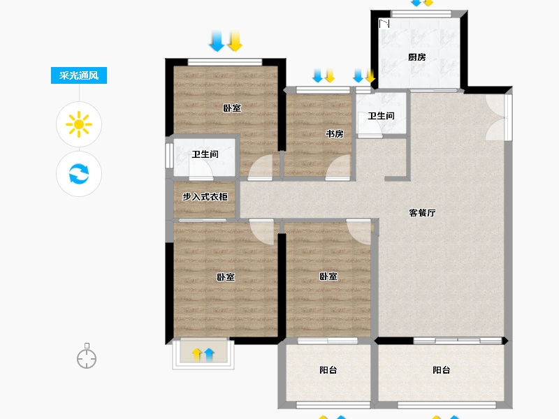 江苏省-扬州市-SM水岸云庭-109.00-户型库-采光通风