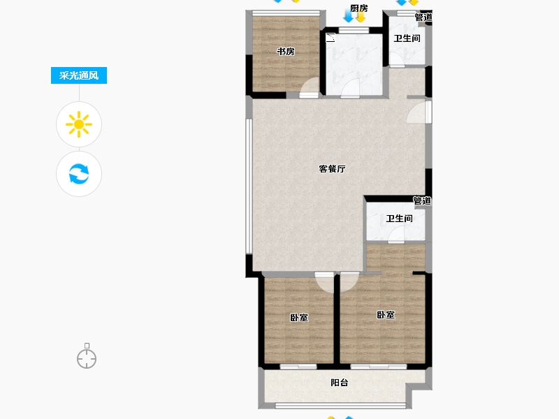 江苏省-苏州市-中旅运河名著-102.00-户型库-采光通风