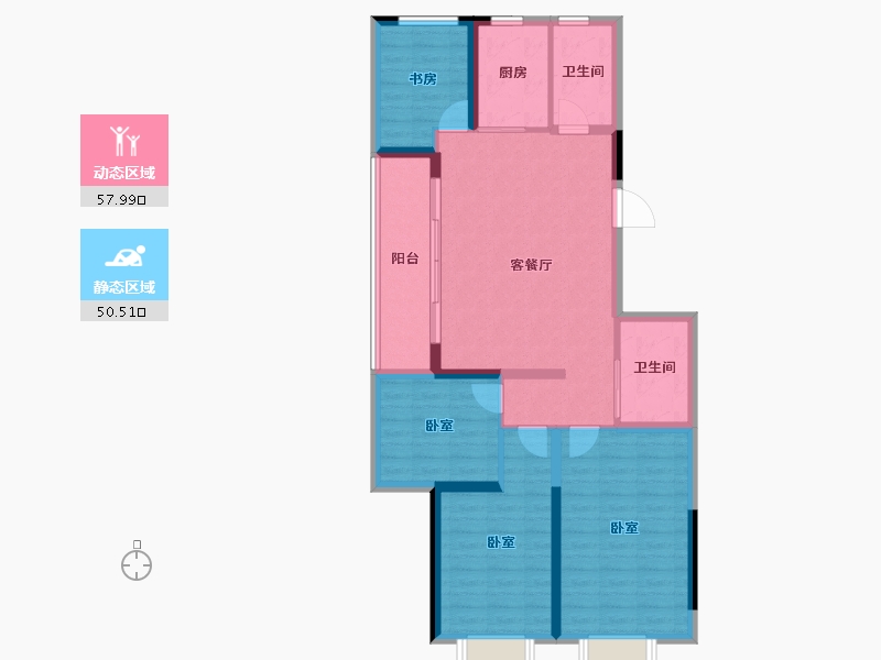 浙江省-杭州市-臻源锦宁里-97.35-户型库-动静分区