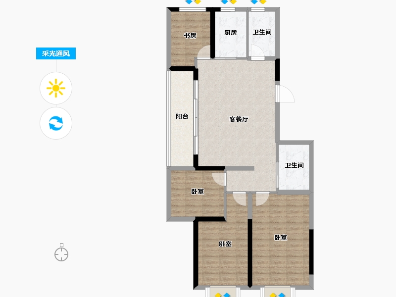 浙江省-杭州市-臻源锦宁里-97.35-户型库-采光通风