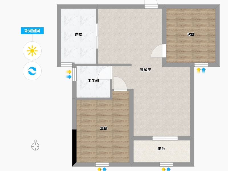 江苏省-南通市-世茂·江海天成-69.00-户型库-采光通风