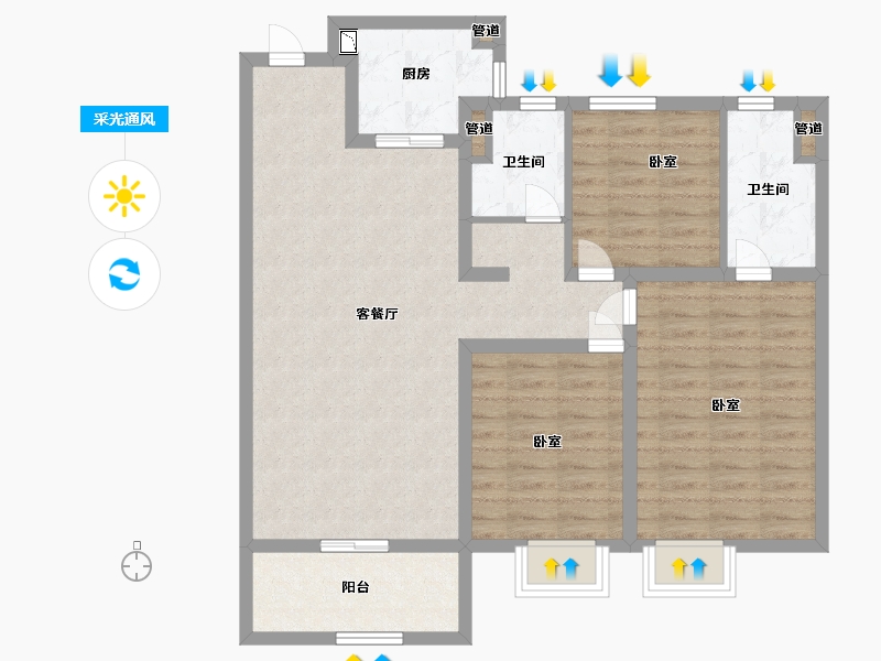 山西省-太原市-中国中铁·诺德城-93.00-户型库-采光通风