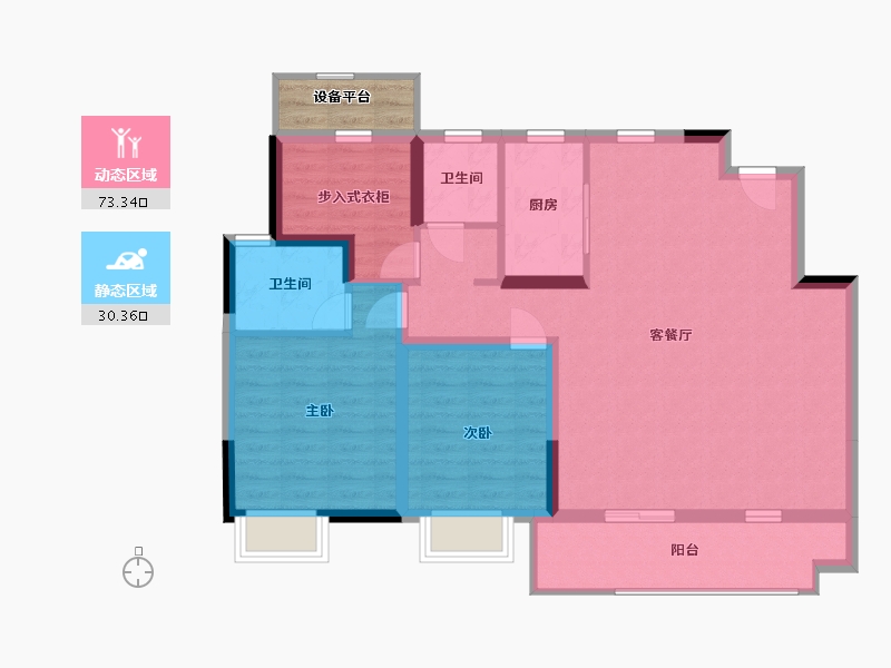 江苏省-南通市-如东中梁首府壹号-96.00-户型库-动静分区