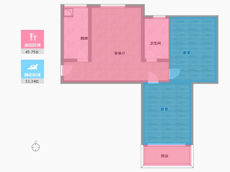 甘肃省-兰州市-新西部兰州印象-68.25-户型库-动静分区