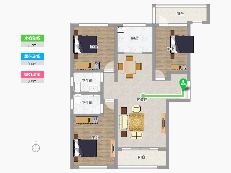 陕西省-西安市-沣东旺城-95.69-户型库-动静线