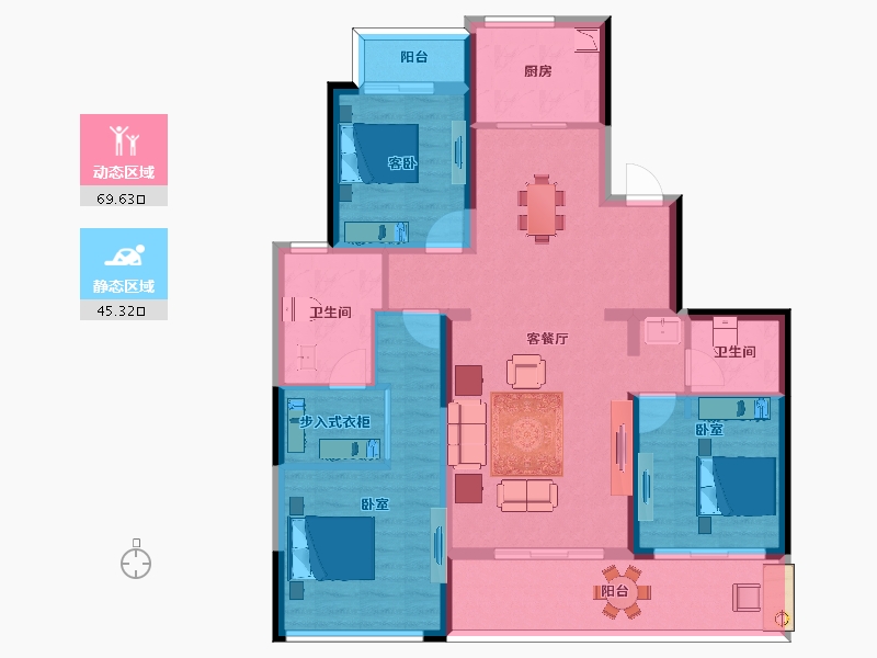 陕西省-西安市-绿城新兴玉园-102.44-户型库-动静分区