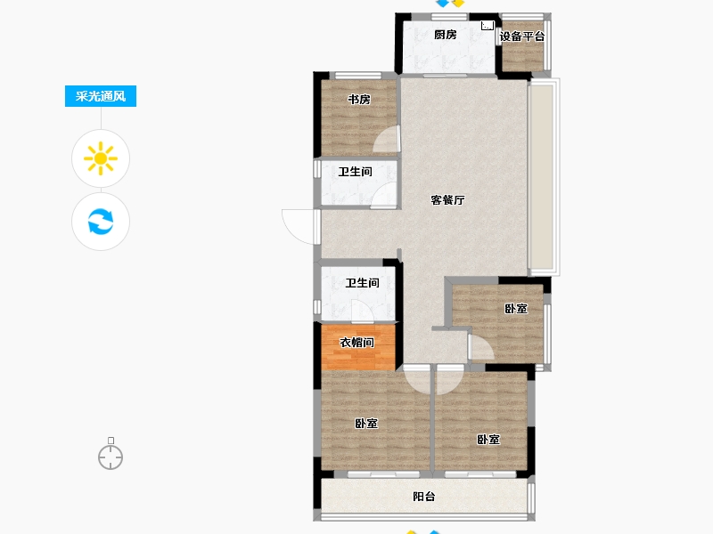 浙江省-杭州市-融信展望-111.00-户型库-采光通风