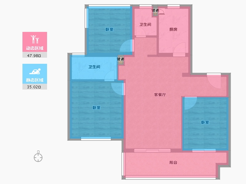 江苏省-苏州市-碧桂园伴山澜湾-74.05-户型库-动静分区