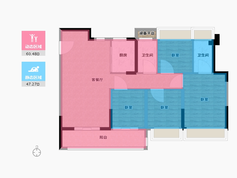 江苏省-苏州市-金地翡翠星辰花园-98.00-户型库-动静分区