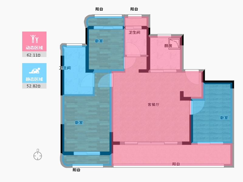 江苏省-苏州市-中国铁建·花语天境-102.32-户型库-动静分区