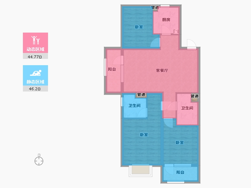 山西省-太原市-华润公元九里-80.79-户型库-动静分区