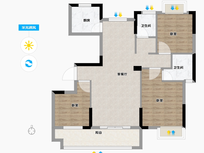 江西省-抚州市-康瑞贤仕书苑-92.00-户型库-采光通风