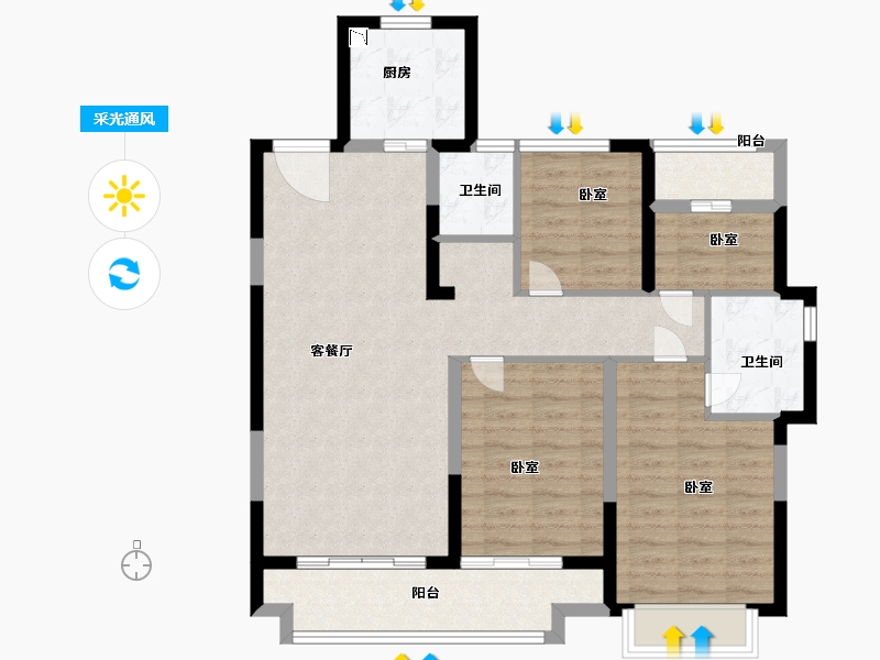 浙江省-杭州市-奥园·湖山府-94.00-户型库-采光通风