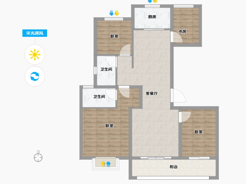 江苏省-南京市-佳兆业悦峰府-103.00-户型库-采光通风