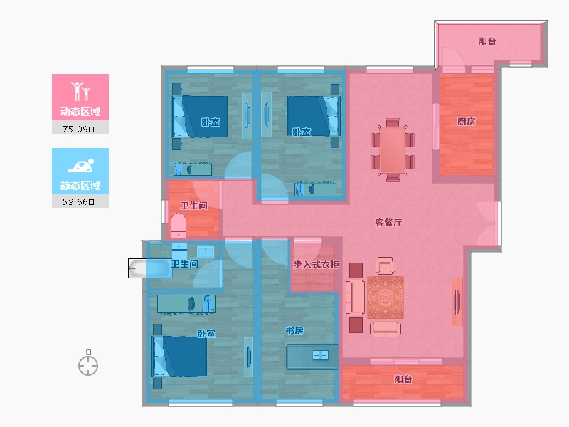 陕西省-西安市-沣东旺城-120.49-户型库-动静分区