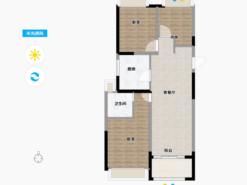 江苏省-南通市-优山美地名邸-89.40-户型库-采光通风