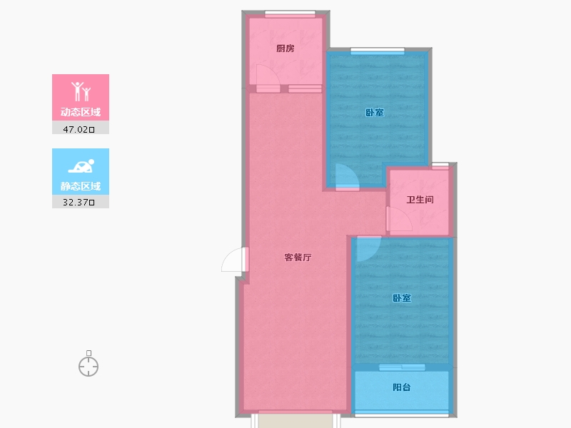 陕西省-咸阳市-海城华府-70.69-户型库-动静分区