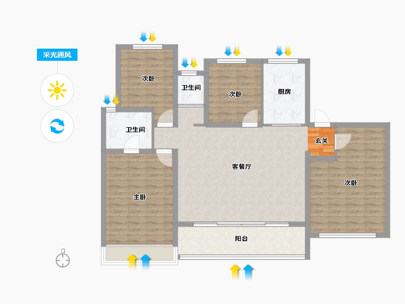 江苏省-苏州市-上东区PRO-120.00-户型库-采光通风