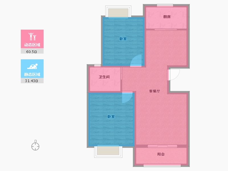 江苏省-泰州市-圆融杏港花苑-82.67-户型库-动静分区