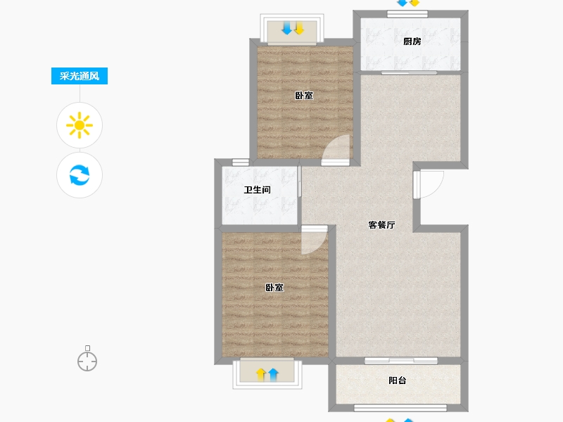 江苏省-泰州市-圆融杏港花苑-82.67-户型库-采光通风