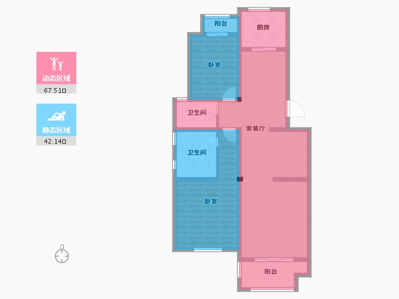 江苏省-泰州市-圆融杏港花苑-97.36-户型库-动静分区