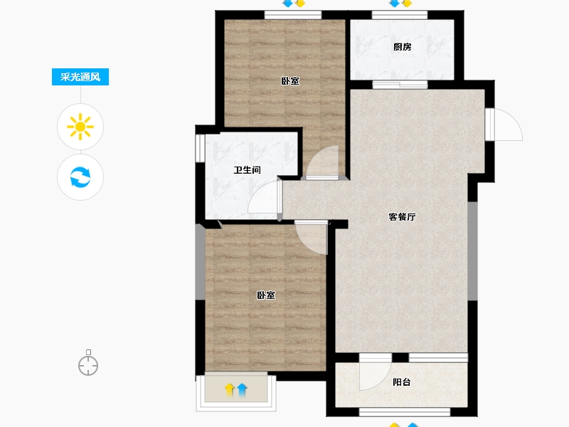 辽宁省-大连市-大连天地悦龙居II期-68.36-户型库-采光通风