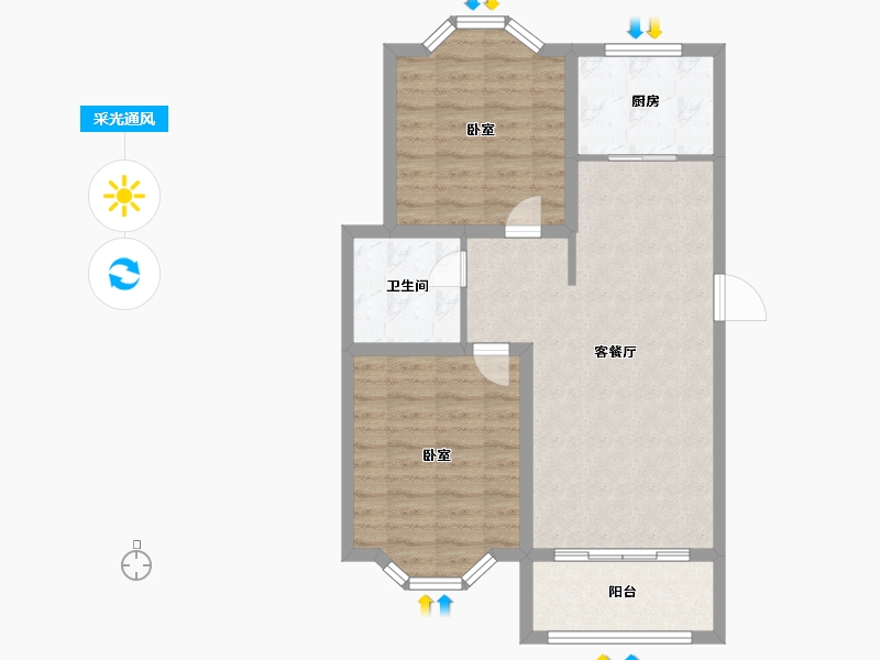 江苏省-盐城市-富方东方绿洲-72.00-户型库-采光通风