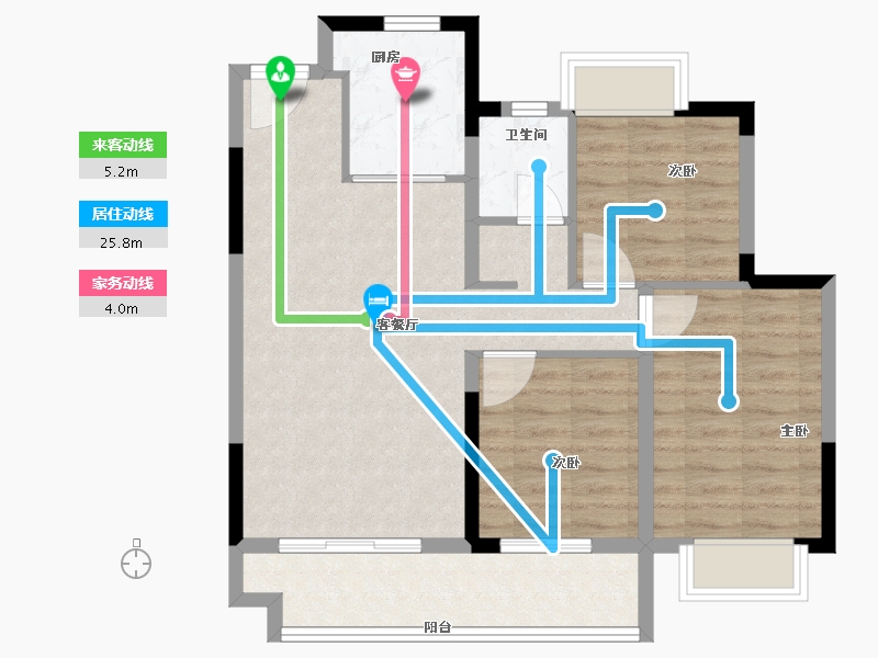 江苏省-扬州市-宝应碧桂园·天悦公馆-77.19-户型库-动静线