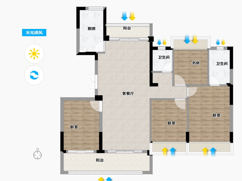 江苏省-扬州市-华建正茂府-116.13-户型库-采光通风