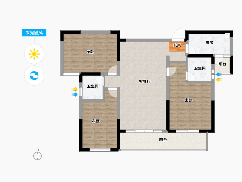 陕西省-宝鸡市-水木华院-98.00-户型库-采光通风