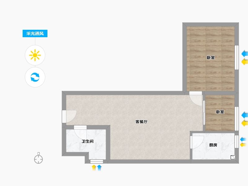 山西省-太原市-橙色公寓-51.01-户型库-采光通风