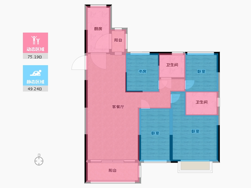 江苏省-徐州市-恒大滨河左岸-112.97-户型库-动静分区