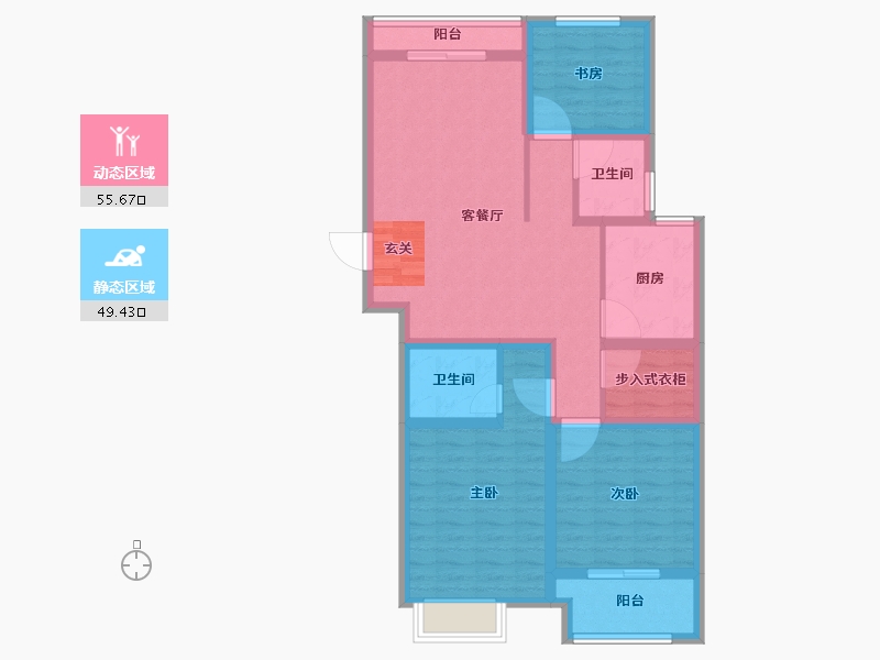 江苏省-常州市-泰富时代广场住宅-93.01-户型库-动静分区