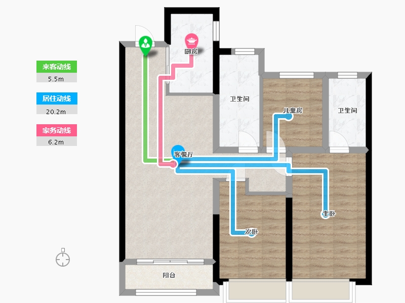 甘肃省-天水市-保利堂悦-84.45-户型库-动静线