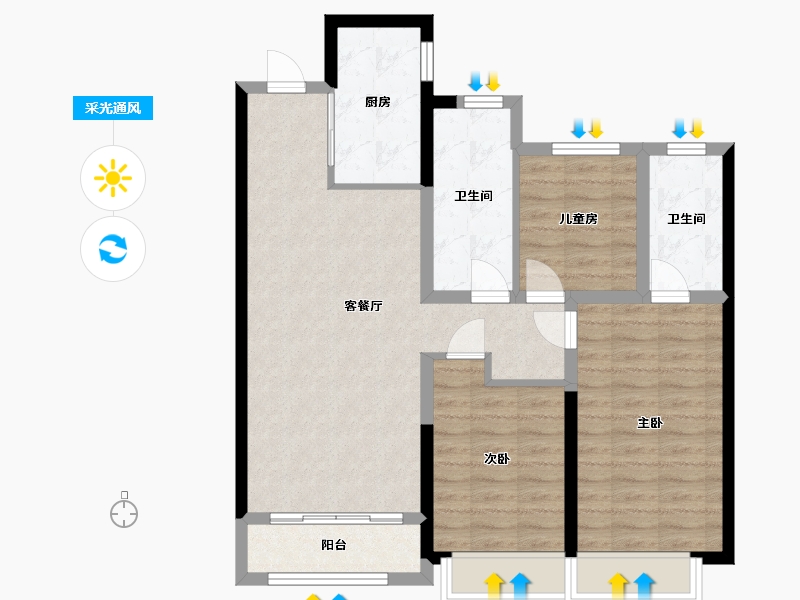 甘肃省-天水市-保利堂悦-84.45-户型库-采光通风