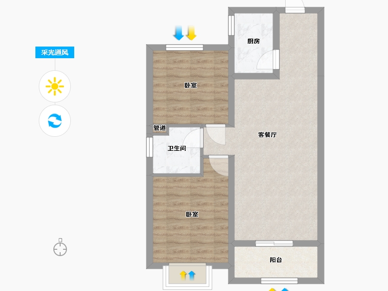 山西省-太原市-兴业西部新区-60.45-户型库-采光通风